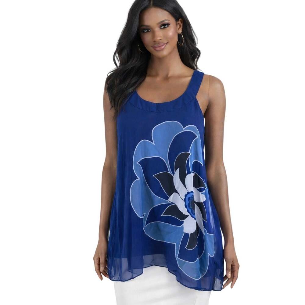 Ann Taylor Loft Shirt Womens Small Blue Floral